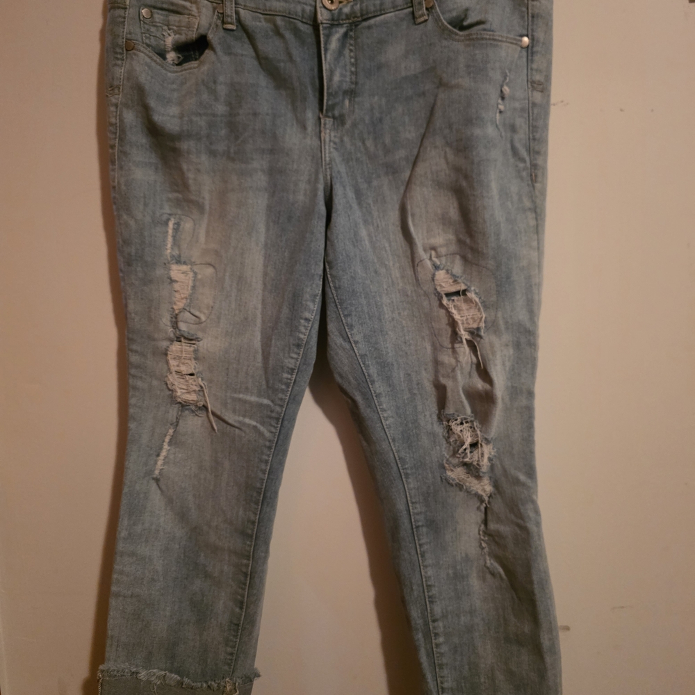 Torrid Light Blue Distressed Ankle Jeans